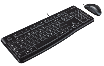 Picture of LOGITECH MK120 WIRED DESKTOP COMBO - BLACK. KEYBOARD AND MOUSE COMBO WITH USB PLUG-AND-PLAY. SPILL-RESISTANT KEYBOARD WITH QUIET TYPING AND FULL NUMERIC KEYPAD. DURABLE BUILD RATED FOR 10M KEYSTROKES. BOLD WHITE CHARACTERS FOR EASY VISIBILITY.