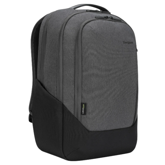 Picture of TARGUS - CYPRESS ECO BACKPACK 15.6" GREY MADE FROM 26 RECYCLED PLASTIC WATER BOTTLES DEDICATED PADDED LAPTOP COMPARTMENT LARGE MAIN COMPARTMENT FOR FILES AND GEAR. LUGGAGE PASS-THROUGH TROLLEY STRAP
