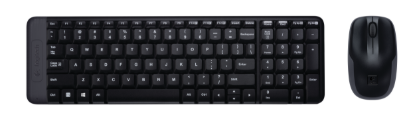 Picture of LOGITECH MK220 WIRELESS KEYBOARD AND MOUSE - COMBO - BLACK. COMPACT WIRELESS COMBO WITH 10M RANGE USING 2.4 GHZ CONNECTION. QUIET KEYS AND DURABLE SPILL-RESISTANT KEYBOARD. LONG BATTERY LIFE AND PLUG-AND-PLAY USB RECEIVER.