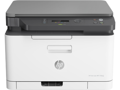 Picture of HP COLOR LASER MFP 178NW. FUNCTIONS: PRINT, COPY, SCAN. PRINT TECHNOLOGY: LASER. PRINT SPEED: UP TO 18 PPM  BLACK(A4, NORMAL); UP TO 4 PPM COLOUR(A4, NORMAL). PRINT RESOLUTION: UP TO 600 X 600 DPI 4 BITS BLACK (BEST): UP TO 600 X 600 DPI 4 BITS COLOUR(BEST). MONTHLY DUTY CYCLE: UP TO 20,000 PAGES A4; RECOMMENDED MONTHLY PAGE VOLUME : 100 TO 500. DUPLEX PRINTING: MANUAL (DRIVER SUPPORT PROVIDED). C