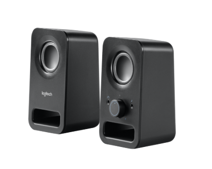 Picture of LOGITECH COMPACT STEREO SPEAKERS WITH 6W PEAK POWER. DUAL INPUT (3.5 MM + AUX) FOR CONNECTING TWO DEVICES. FRONT-FACING VOLUME AND HEADPHONE JACK.