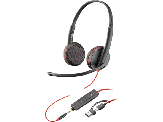 Picture of POLY BLACKWIRE 3225 STEREO USB-C HEADSET +3.5MM PLUG +USB-C/A ADAPTER