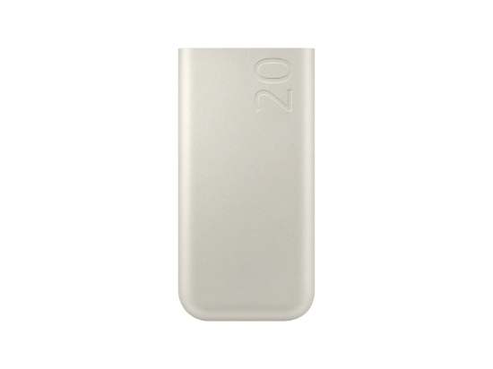 Picture of SAMSUNG POWERBANK - 20000MAH - BEIGE WITH SUPER-FAST CHARGING 45W BATTERY PACK RAPIDLY RECHARGES COMPATIBLE DEVICES AND ITSELF WHEN LOW. EQUIPPED WITH PD 3.0 AND USB-C FOR CONVENIENT ON-THE-GO CHARGING. FEATURES: SUPER FAST CHARGING ON-THE-GO. RECHARGE 3 DEVICE SIMULTANEOUSLY. GREEN POWER, REDEFINED. WARRANTY: 6 MONTHS
