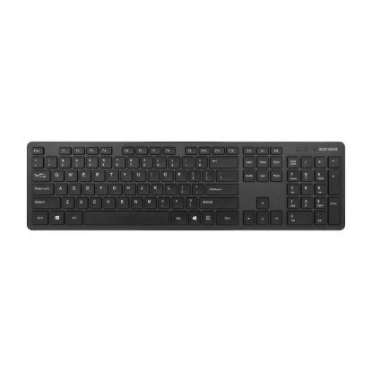 Picture of BODY GLOVE WIRELESS KEYBOARD WITH A USB RECEIVER WHICH ENABLES KEYBOARD TO BE READY FOR USE INSTANTLY. SLIM AND ERGONOMIC DESIGN ENSURES A COMFORTABLE TYPING EXPERIENCE. FEATURES: LIGHTWEIGHT KEYBOARD. PLUG & PLAY. SLIM PROFILE DESIGN. BATTERY TYPE: 1XAAA (NOT INCLUDED). ADJUSTABLE TILT. NUMBER OF KEYS: 104. WARRANTY: 1 YEAR