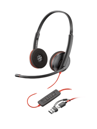 Picture of POLY BLACKWIRE 3210 MONAURAL USB-C HEADSET +USB-C/A ADAPTER