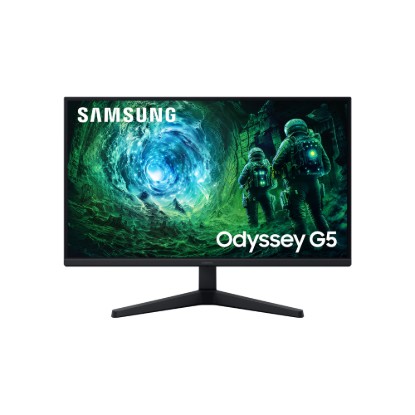 Picture of SAMSUNG ODYSSEY G5 GAMING FLAT 27" DISPLAY IPS RESPONSE: 1MS MPRT AR: 16:09 RESOLUTION: 2560X1440 (QHD) RR: 200HZ HDMI (X2), DP, HEADPHONE SPEAKER: NO POWER SUPPLY: EXTERNAL TILT: YES SWIVEL: NO PIVOT: NO HEIGHT ADJUST: NO VESA: YES ACCESSORIES: DP CABLE, POWER SUPPLY CABLE  WARRANTY: 3Y CARRY-IN