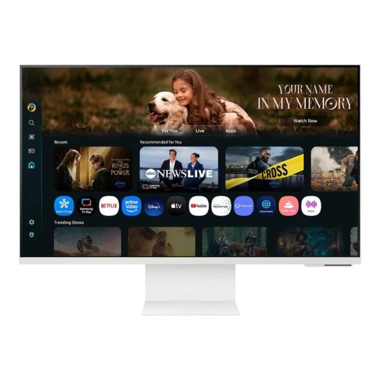 Picture of SAMSUNG M80F SMART FLAT 32" DISPLAY VA RESPONSE: 4MS(GTG) AR: 16:09 RESOLUTION: 3840 X 2160 ( UHD) RR: 60HZ HDMI,USB 2.0 X2, USB-C (65W PD), WIFI5, BT 5.2 SPEAKER: YES (10W) POWER SUPPLY: EXTERNAL TILT: YES SWIVEL: YES PIVOT: YES HEIGHT ADJUST: YES VESA: YES ACCESSORIES: HDMI,USB-C & POWER CABLES, REMOTE CONTROLLER, CAMERA,POGO GENDER  WARRANTY: 3Y CARRY-IN
