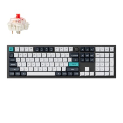Picture of Keychron Q6 Max 100% Full Assembled Knob Red Switch Hot-Swap Gateron Jupiter RGB Wireless Keyboard - Black