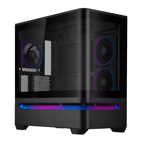 Picture of Asus Prime AP202 ARGB Curved Tempered Glass Micro-ATX Chassis – Black