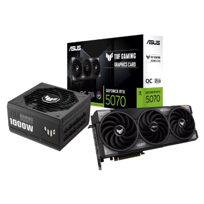 Picture of Asus TUF Gaming GeForce RTX 5070 OC Edition and 1000W 80 PLUS Gold Modular Power Supply Bundle