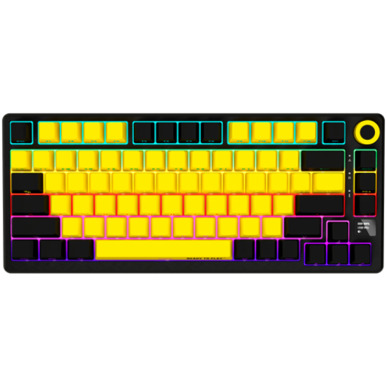 Picture of LORGAR LORGAR KBP7075W, Wireless 75% Mechanical Gaming Keyboard Pro, Black/yellow, EN layout